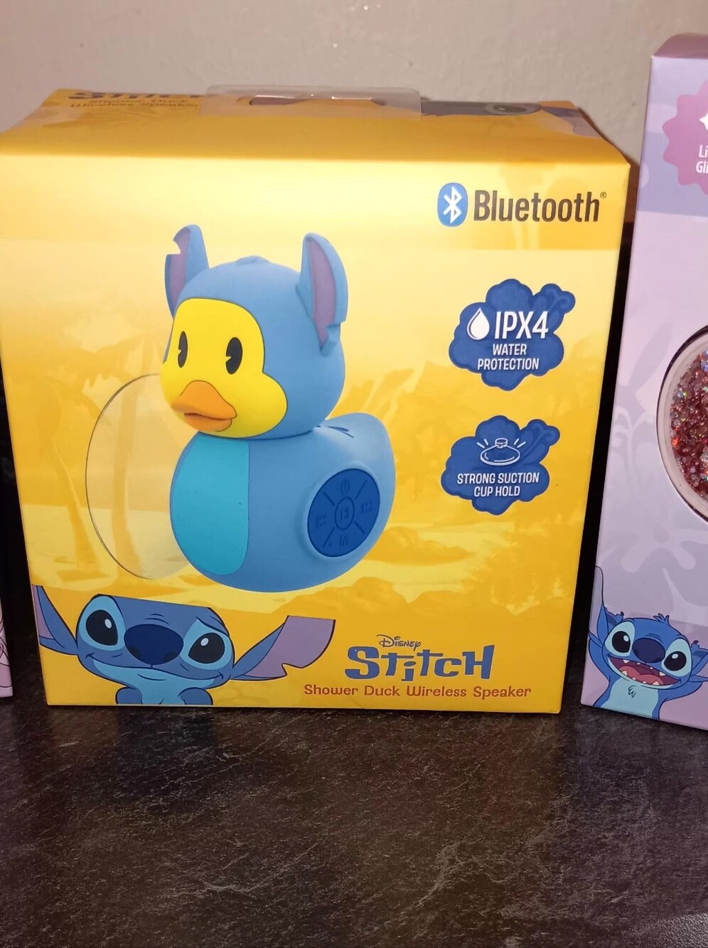 Disney Stitch Blue and Yellow Shower Duck Bluetooth Speaker You Get Everything